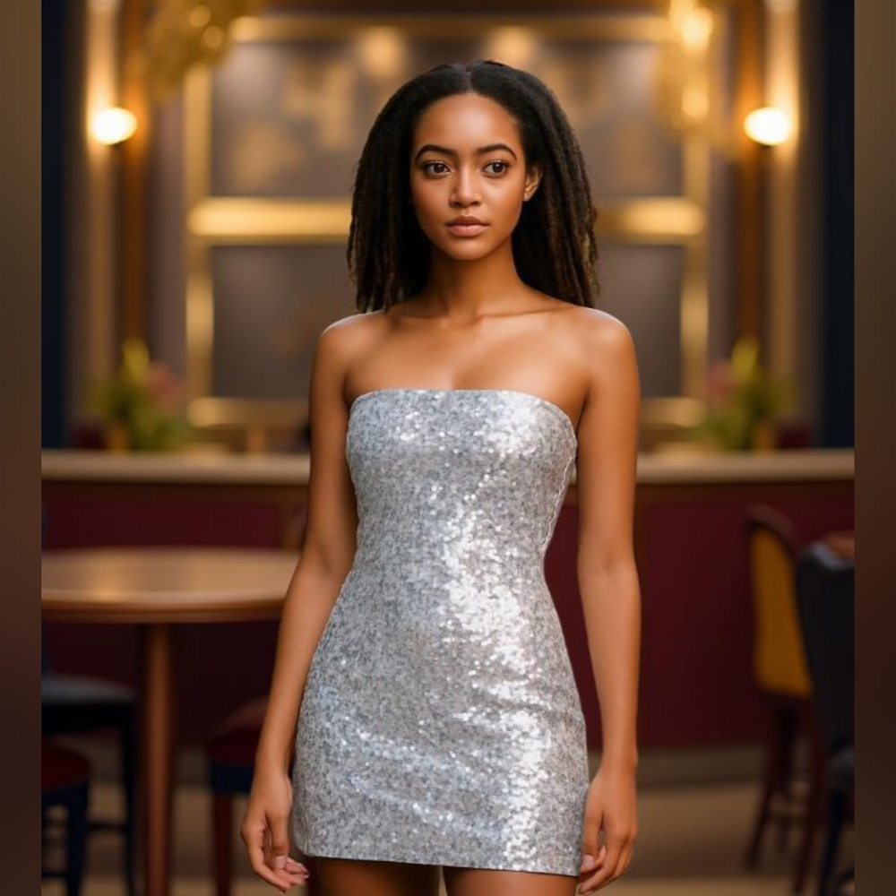 STRAPLESS SHIMMER SHOWSTOPPER!!! SIZE L